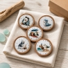 5er KorkUntersetzer Set  ⌀ 10 cm - MöwenMotiven