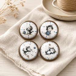 4 er KorkUntersetzer Set  ⌀ 10 cm - Katzen