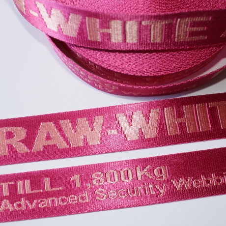 Gurtband 35 mm Schriftzug RAW pink rosa Schriftzug
