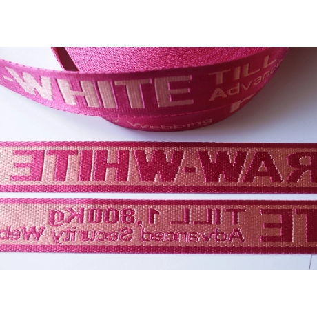 Gurtband 35 mm Schriftzug RAW pink rosa Schriftzug