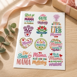 12 RUB Ons Sticker,  randlose Rub ons Sticker - Mama