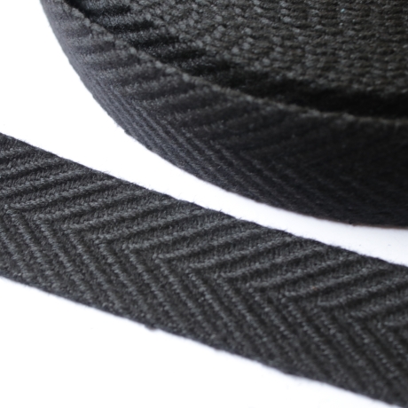Gurtband 38 mm 40 schräge Streifen UNI schwarz Fischgrät