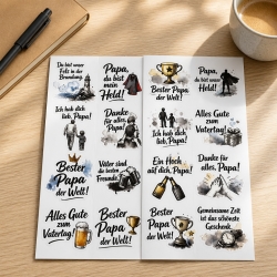 16 Stück RUB Ons Transferfolie randlose Rub ons Sticker - Papa