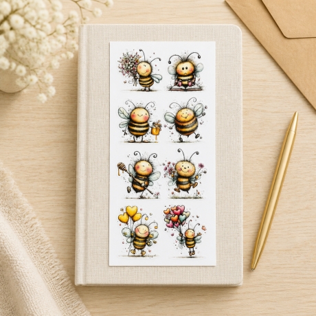 8 RUB Ons Sticker,  randlose Rub ons Sticker - Bienen