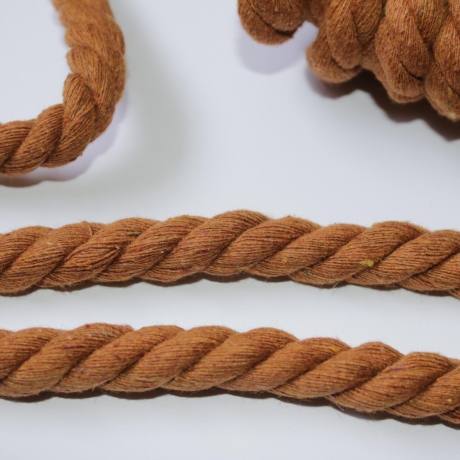 2m Baumwollkordel gedreht 13 mm cognac braun rehbraun XL-Kordel