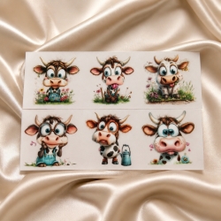 6 RUB Ons Sticker,  randlose Sticker - lustige Kühe groß 1