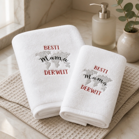2er Set Gästehandtuch + Handtuch personalisiert - beste Mama