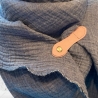 Winter Dreiecksschal aus Musselin (Double Gauze) Jeansblau