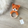 Baby Rassel Holzring Fuchs gehäkelt Greifling orange Häkeltier 