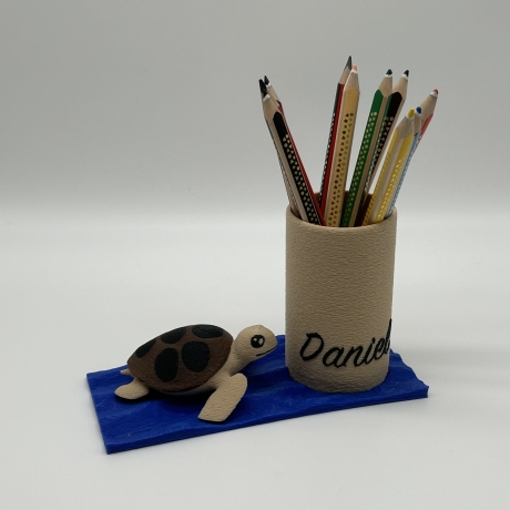 Stiftehalter Einschulung personalisiert Tiermotiv, Stifthalter