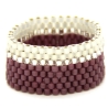 Miyuki-Delica-Glasperlen-Bandring in Mauve, Weiß und Silber