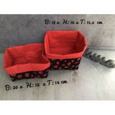 2er Set Utensilo Aufbewahrung Geschenk Unikat - Erdbeeren schwarz