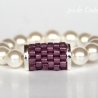 Kugelring (elastisch) in Weiß mit Röhre aus Delica-Beads in Mauve