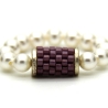 Kugelring (elastisch) in Weiß mit Röhre aus Delica-Beads in Mauve