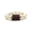 Kugelring (elastisch) in Weiß mit Röhre aus Delica-Beads in Mauve