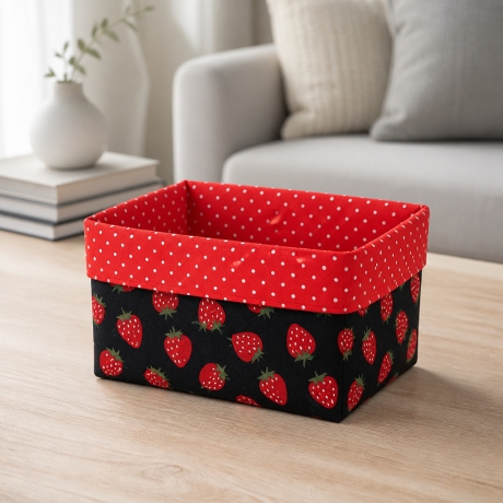 2er Set Utensilo Aufbewahrung Geschenk Unikat - Erdbeeren schwarz