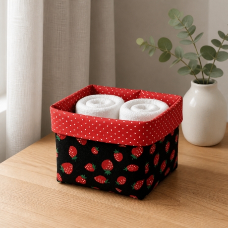 2er Set Utensilo Aufbewahrung Geschenk Unikat - Erdbeeren schwarz