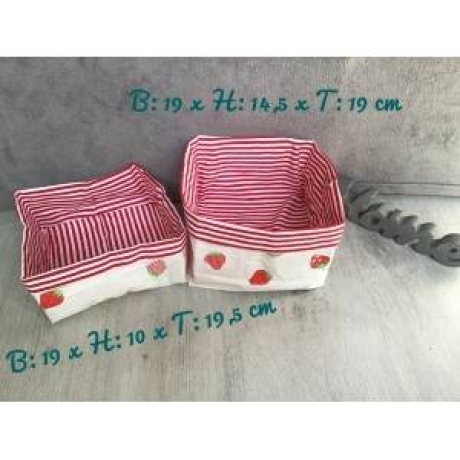 2er Set Utensilo Aufbewahrung Geschenk Unikat - Erdbeeren weiß