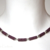 kurze Halskette aus Delica-Glasperlen in Mauve in Peyotestitch