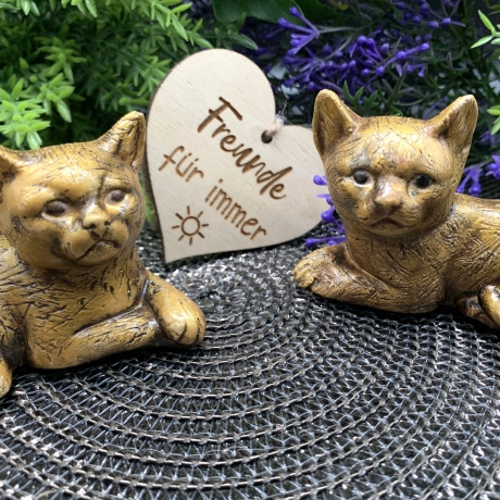 Katzenpärchen (2 Stück) handgefertigt aus Keramik