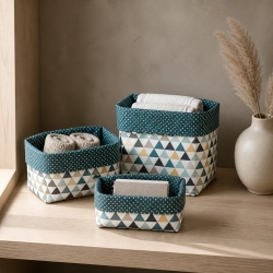 3er Set Utensilo Aufbewahrung Geschenk Unikat - Dreiecke d´grün