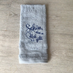 Bestickte Gästehandtücher hellblau - Herz schön, dass es dich…
