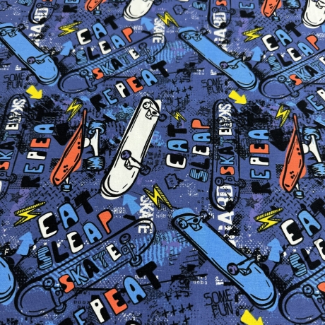 Jersey Stoff Skateboard|Meterware|Baumwolljersey|Kinderstoffe