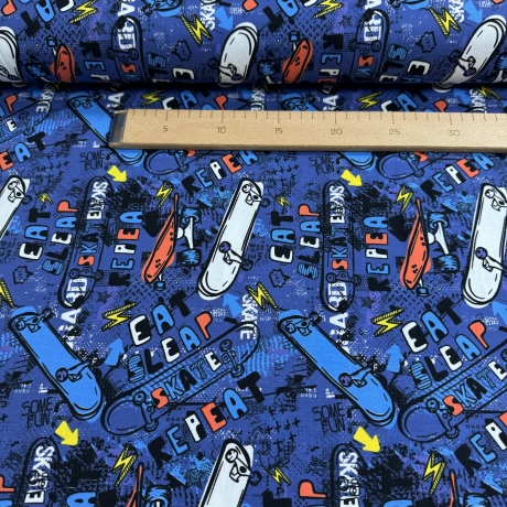 Jersey Stoff Skateboard|Meterware|Baumwolljersey|Kinderstoffe