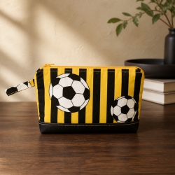 Kosmetik- ,Geld- HandyTasche Unikat - Fußball Schwarz gelb