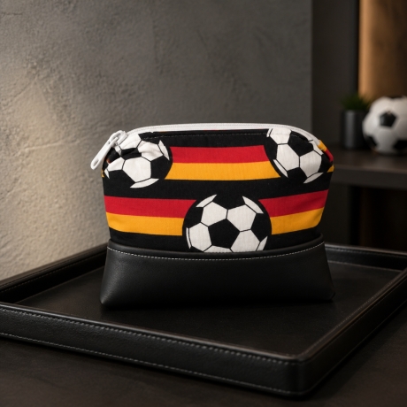 Kosmetik- ,Geld- HandyTasche Unikat - Fußball Schwarz rot gelb