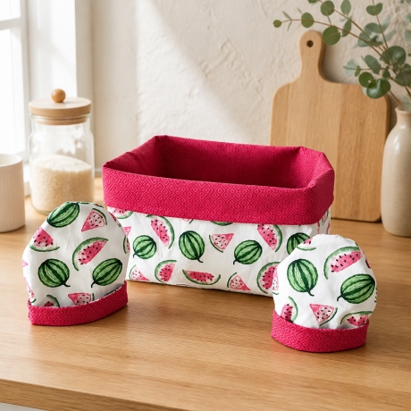 1 Utensilo + 2 Eierwärmern  Frühstückskorb Unikat - Melone
