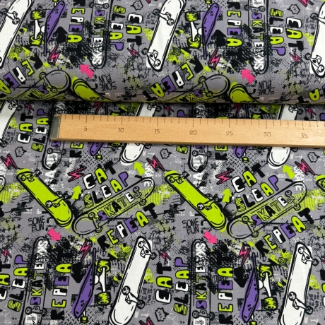 Jersey Stoff Skateboard|Meterware|Baumwolljersey|Kinderstoffe