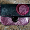 Kleines Portemonnaie metallic pink aus Echtleder