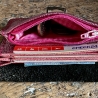 Kleines Portemonnaie metallic pink aus Echtleder