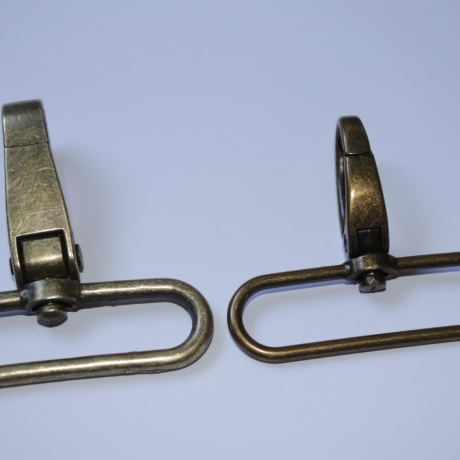 2x Karabinerhaken 45 - 50 mm altmessing leichte Karabiner bronze