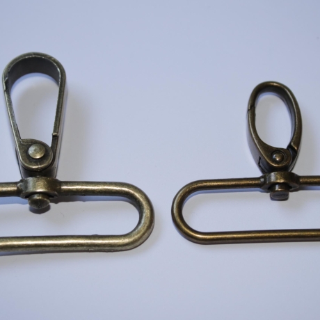 2x Karabinerhaken 45 - 50 mm altmessing leichte Karabiner bronze