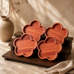 4er HolzUntersetzer Set  ⌀ 11 cm