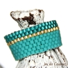 Miyuki-Delica-Glasperlen-Bandring in Grüntürkis und Gold