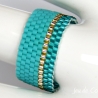 Miyuki-Delica-Glasperlen-Bandring in Grüntürkis und Gold