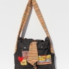 Messenger Bag aus Black Denim, Unikat Umhängetasche Schwarz Bunt