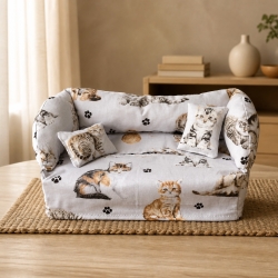 Deko-Sofa KosmetikboxSofa TaschentücherboxSofa - Katzen auf grau
