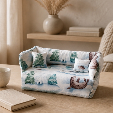 Deko-Sofa KosmetikboxSofa TaschentücherboxSofa - Robbe im Schnee