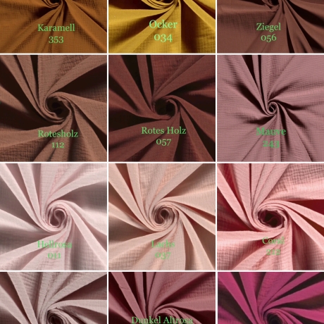 Musselin Stoff | Meterware| Double Gauze| Öko Tex 100 | 40 Farben
