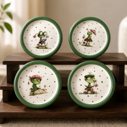 4er KorkUntersetzer Set ⌀ 10 cm - lustige Frösche 