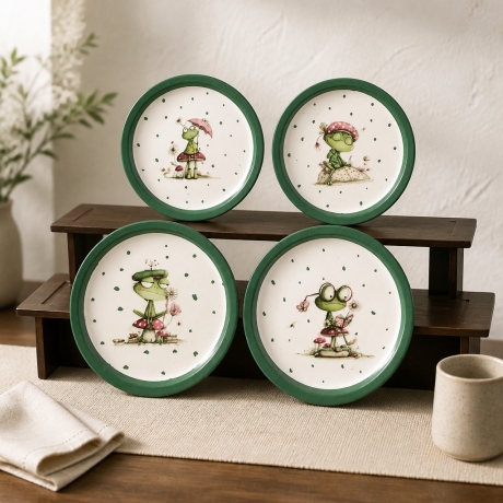 4er KorkUntersetzer Set ⌀ 10 cm - lustige Frösche 