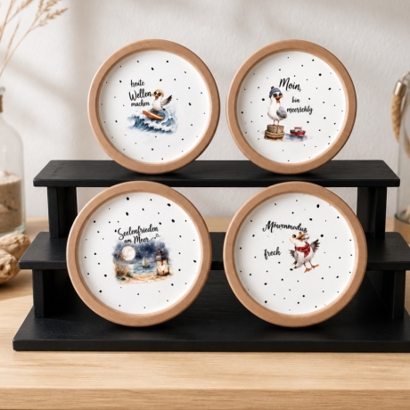 4er KorkUntersetzer Set ⌀ 10 cm - maritime Möwen Motive