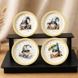 4er KorkUntersetzer Set ⌀ 10 cm - schöne WichtelMotive