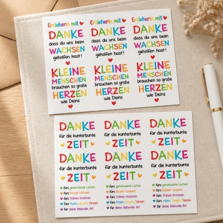 12 RUB Ons Sticker,  randlose Sticker -  tolle Erzieher…