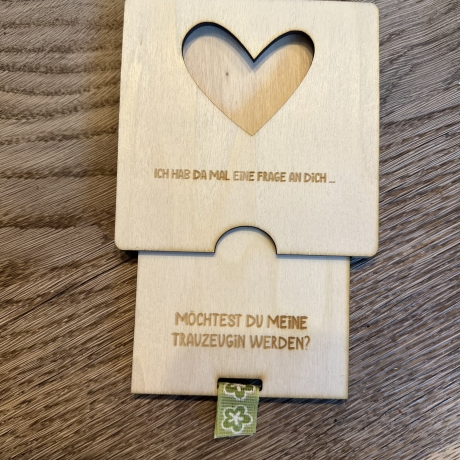 Personalisierte Holz-Fragekarte|Patentante|Trauzeugin 