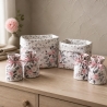 2 Utensilo + 4 Eierwärmern  Frühstückskorb Unikat - Rosen Pastell